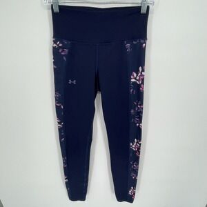 Under Armour Women's Navy Floral Print ColdGear Compression Leggings Size S